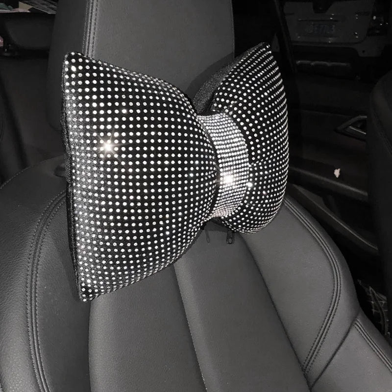 Diamond Crystal Bowknot Car Neck Pillow