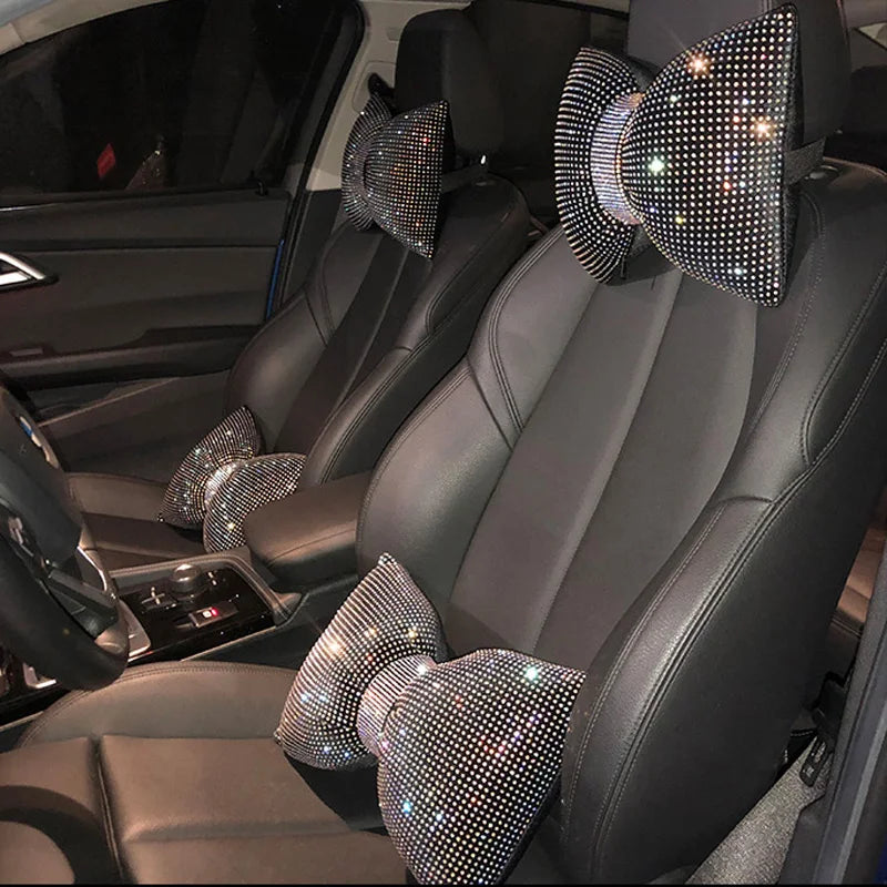 Diamond Crystal Bowknot Car Neck Pillow