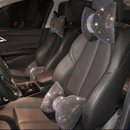 Diamond Crystal Bowknot Car Neck Pillow