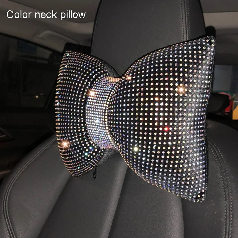 Diamond Crystal Bowknot Car Neck Pillow