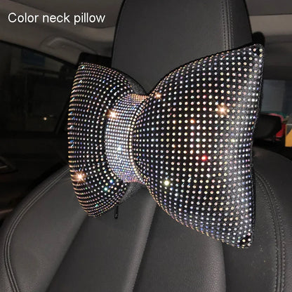 Diamond Crystal Bowknot Car Neck Pillow