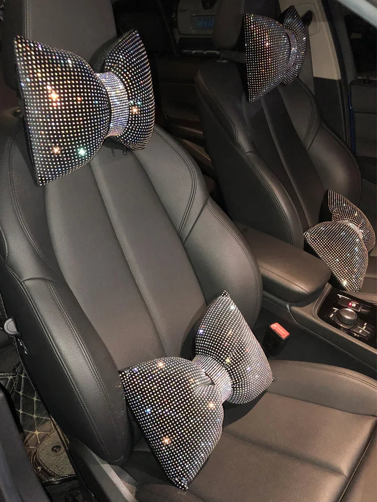 Diamond Crystal Bowknot Car Neck Pillow