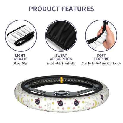 Sailor Artemis Moons Manga Steering Wheel Cover – Usagi Tsukino & Luna Universal Car Protector