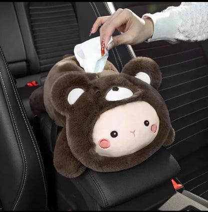 Cartoon Plush Car Tissue Box
