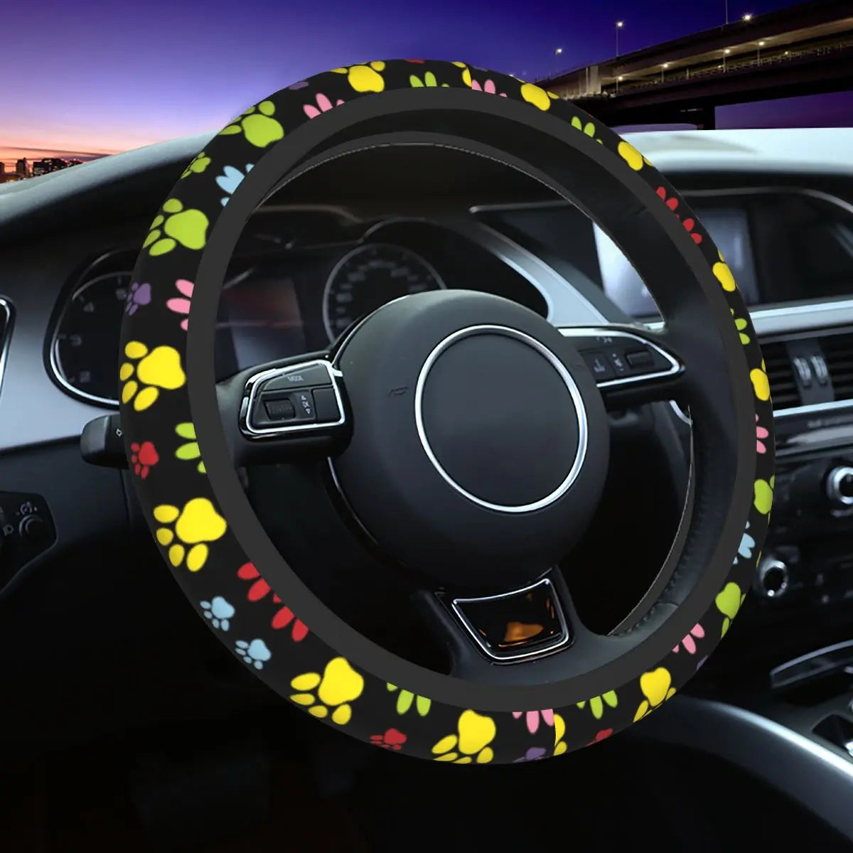 Galaxy Paw Prints Steering Wheel Cover
