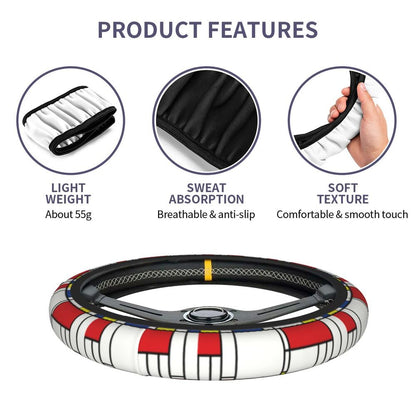 38cm Piet Mondrian Minimalist De Stijl Steering Wheel Cover