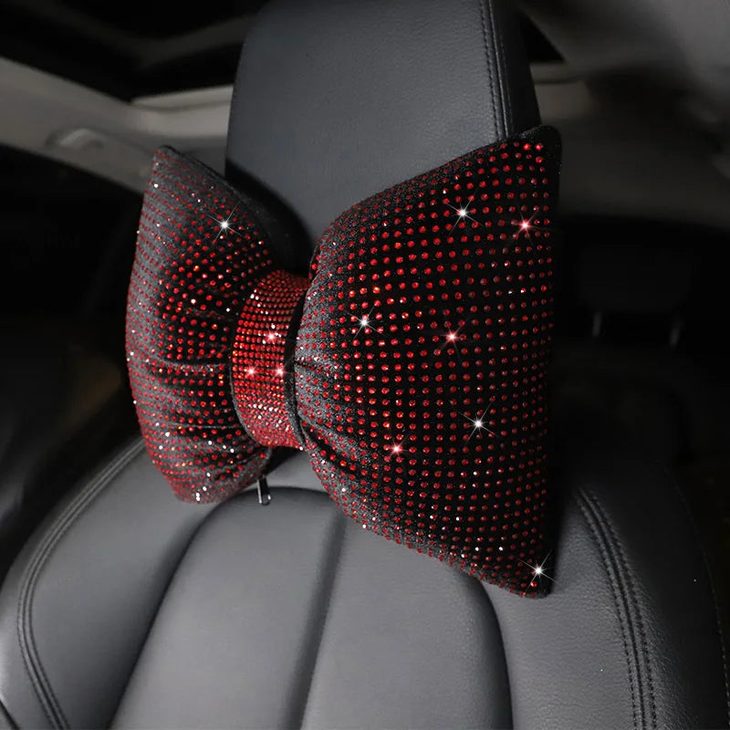Diamond Crystal Bowknot Car Neck Pillow