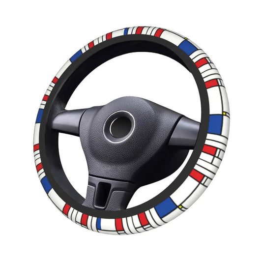 38cm Piet Mondrian Minimalist De Stijl Steering Wheel Cover