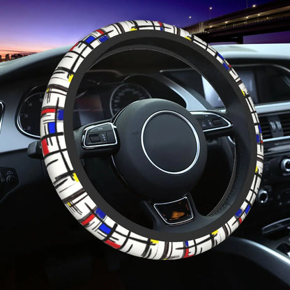 38cm Piet Mondrian Minimalist De Stijl Steering Wheel Cover