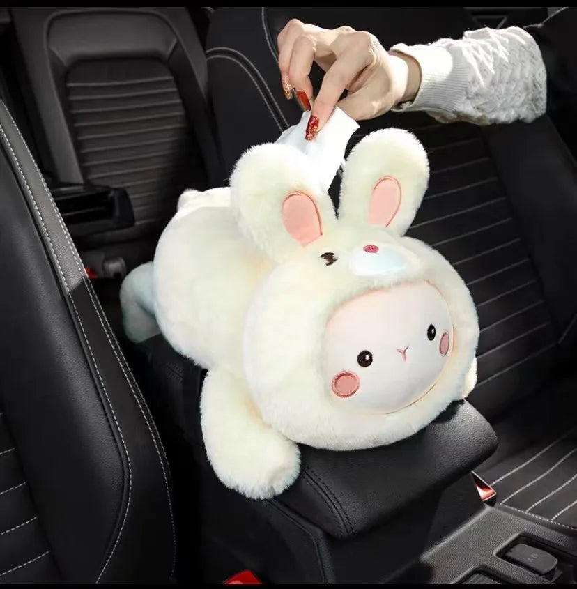 Cartoon Plush Car Tissue Box