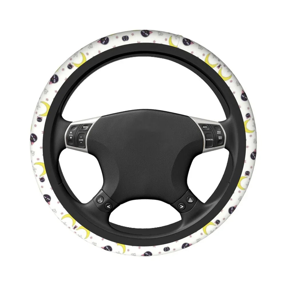 Sailor Artemis Moons Manga Steering Wheel Cover – Usagi Tsukino & Luna Universal Car Protector