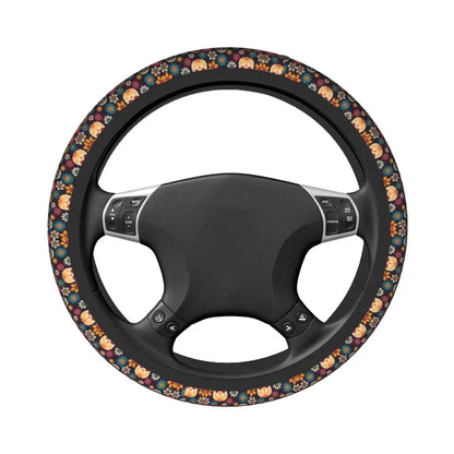 Day of the Dead Pattern Steering Wheel Cover – Sugar Skull Santa Muerte Car Protector