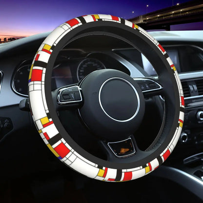 38cm Piet Mondrian Minimalist De Stijl Steering Wheel Cover