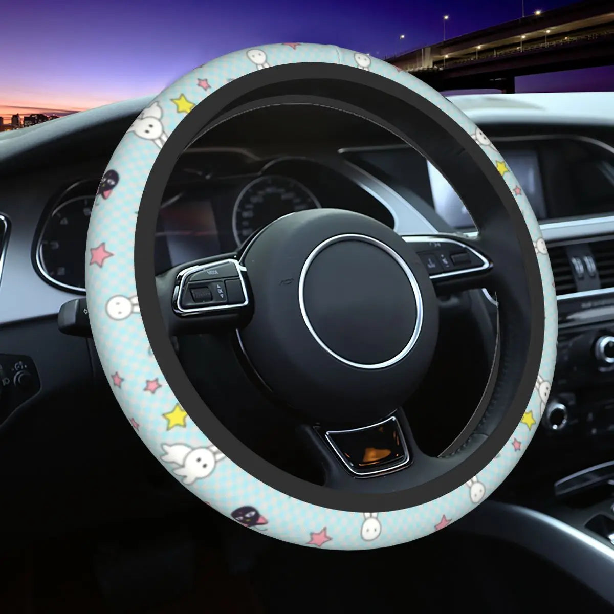 Sailor Artemis Moons Manga Steering Wheel Cover – Usagi Tsukino & Luna Universal Car Protector