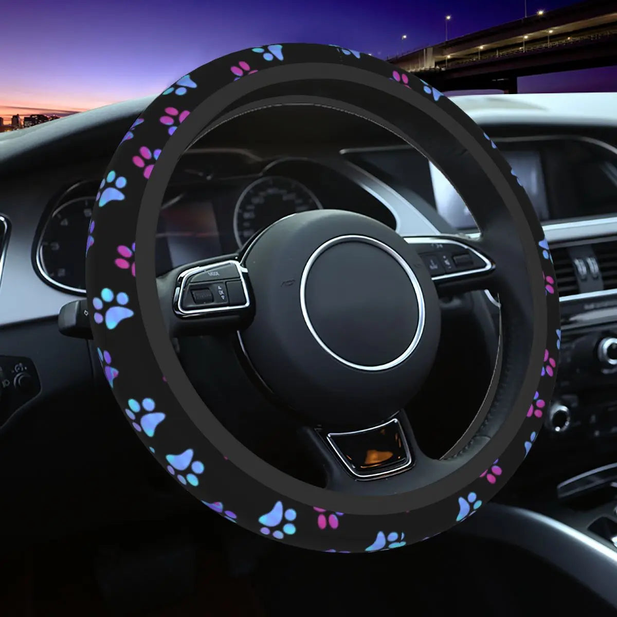 Galaxy Paw Prints Steering Wheel Cover