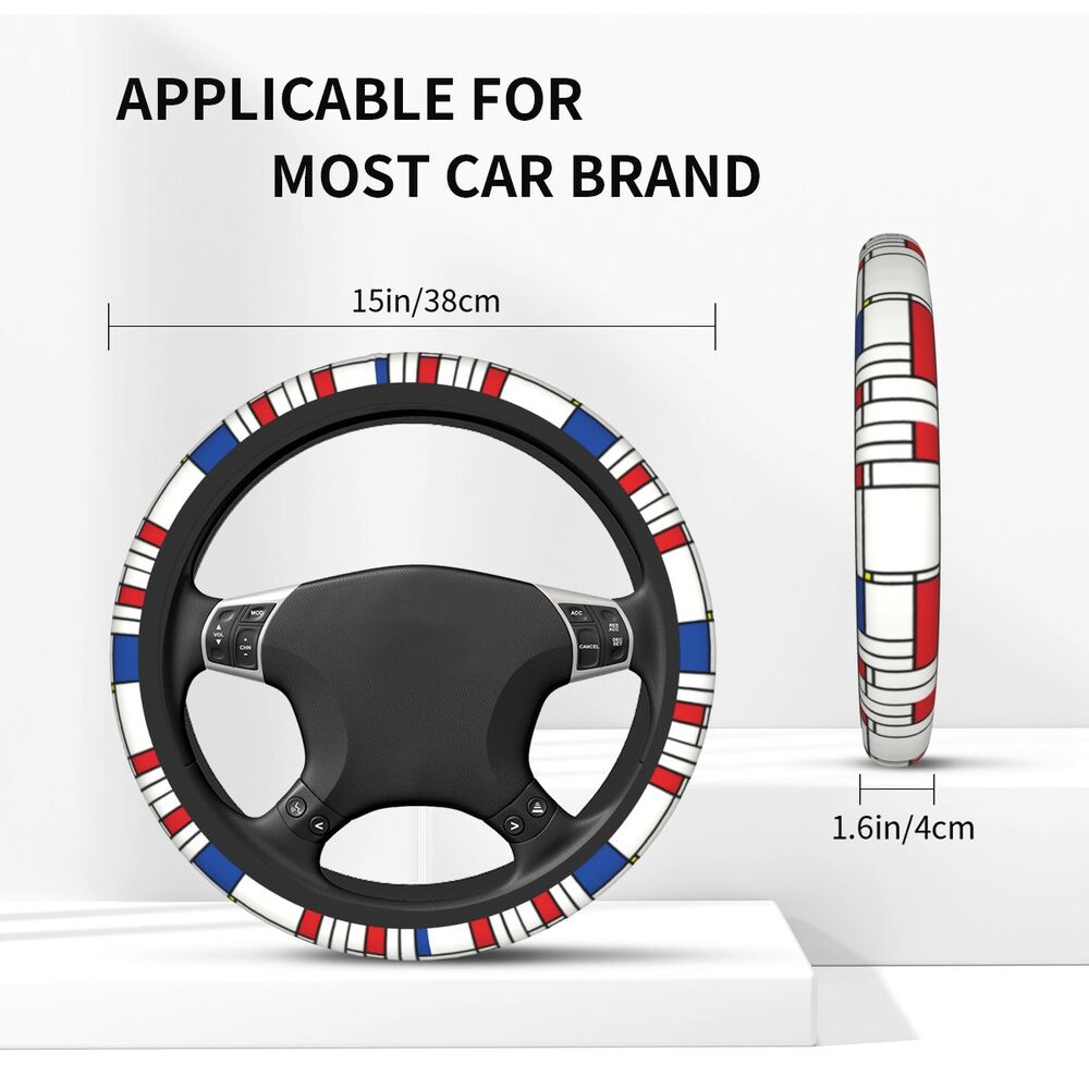 38cm Piet Mondrian Minimalist De Stijl Steering Wheel Cover