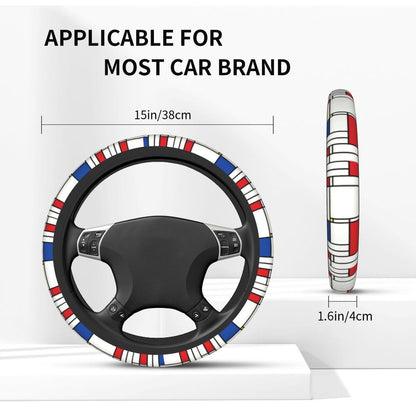 38cm Piet Mondrian Minimalist De Stijl Steering Wheel Cover