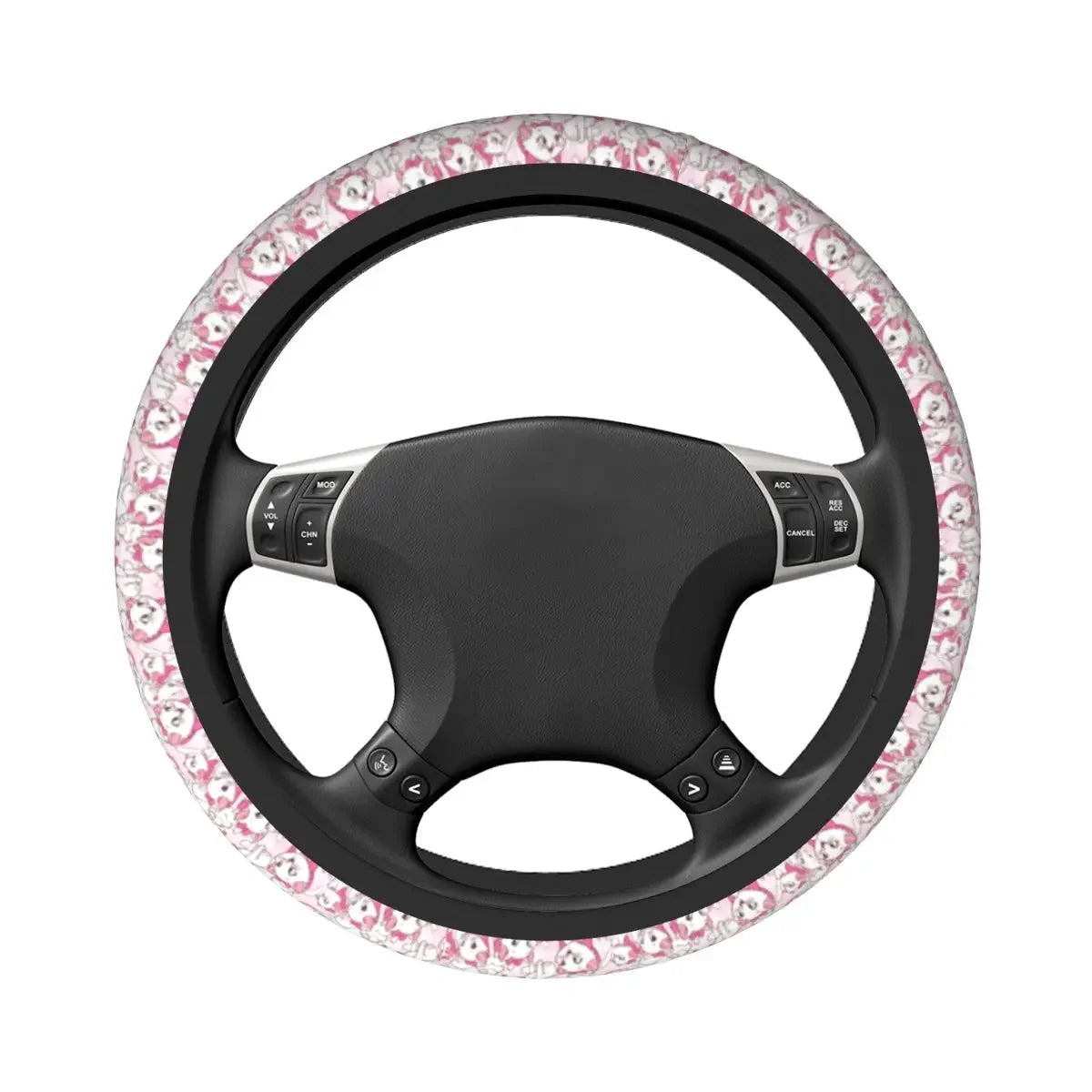 Marie With Her Pink Bow Steering Wheel Cover – Girly Cat Film Car Protector