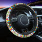 Day of the Dead Pattern Steering Wheel Cover – Sugar Skull Santa Muerte Car Protector